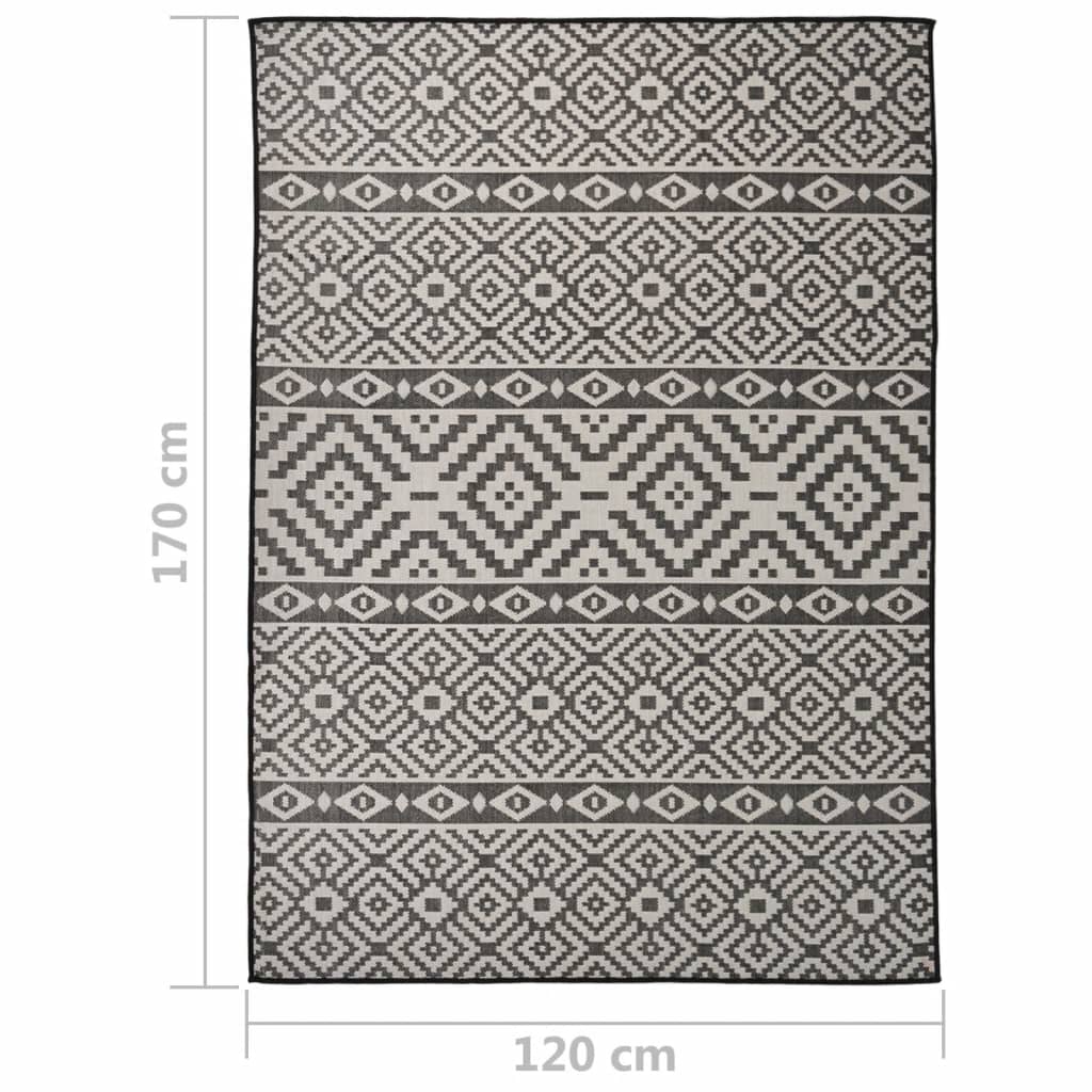 Ulkomatto Flatweave 120x170 cm mustat raidat - Sisustajankoti.fi