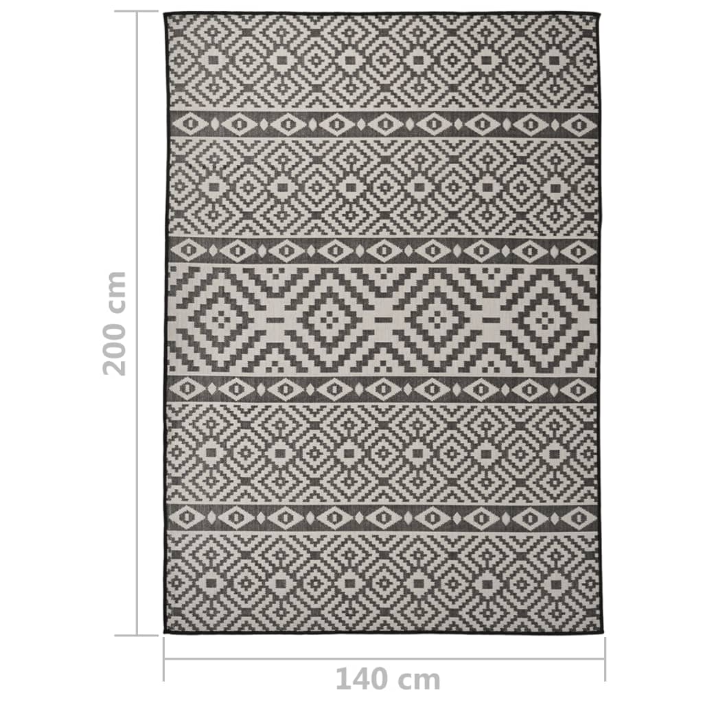 Ulkomatto Flatweave 140x200 cm mustat raidat - Sisustajankoti.fi