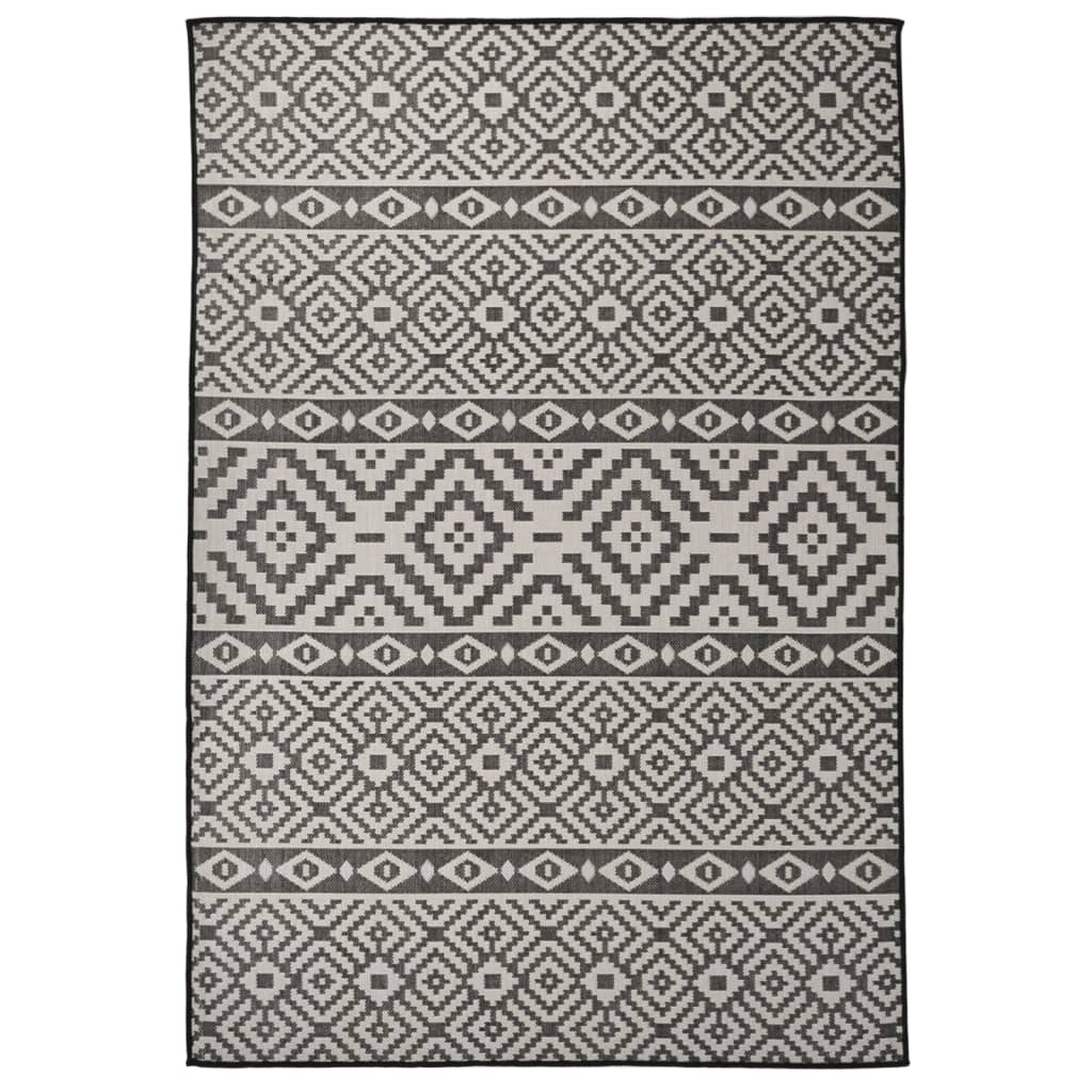 Ulkomatto Flatweave 160x230 cm mustat raidat - Sisustajankoti.fi