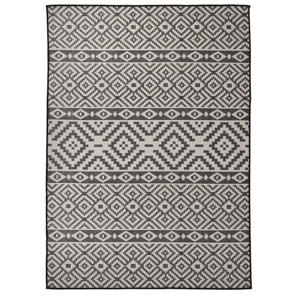 Ulkomatto Flatweave 200x280 cm mustat raidat - Sisustajankoti.fi