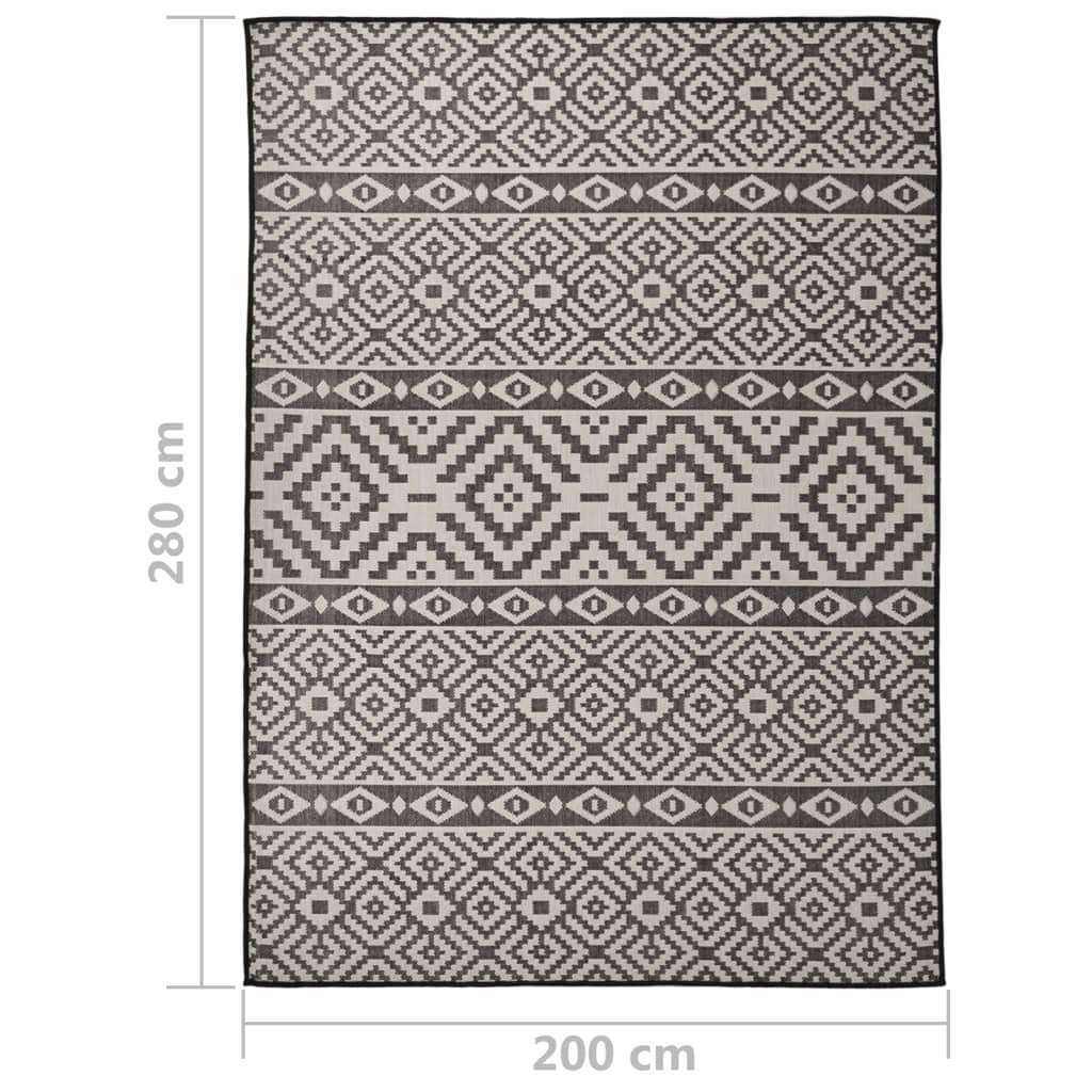 Ulkomatto Flatweave 200x280 cm mustat raidat - Sisustajankoti.fi