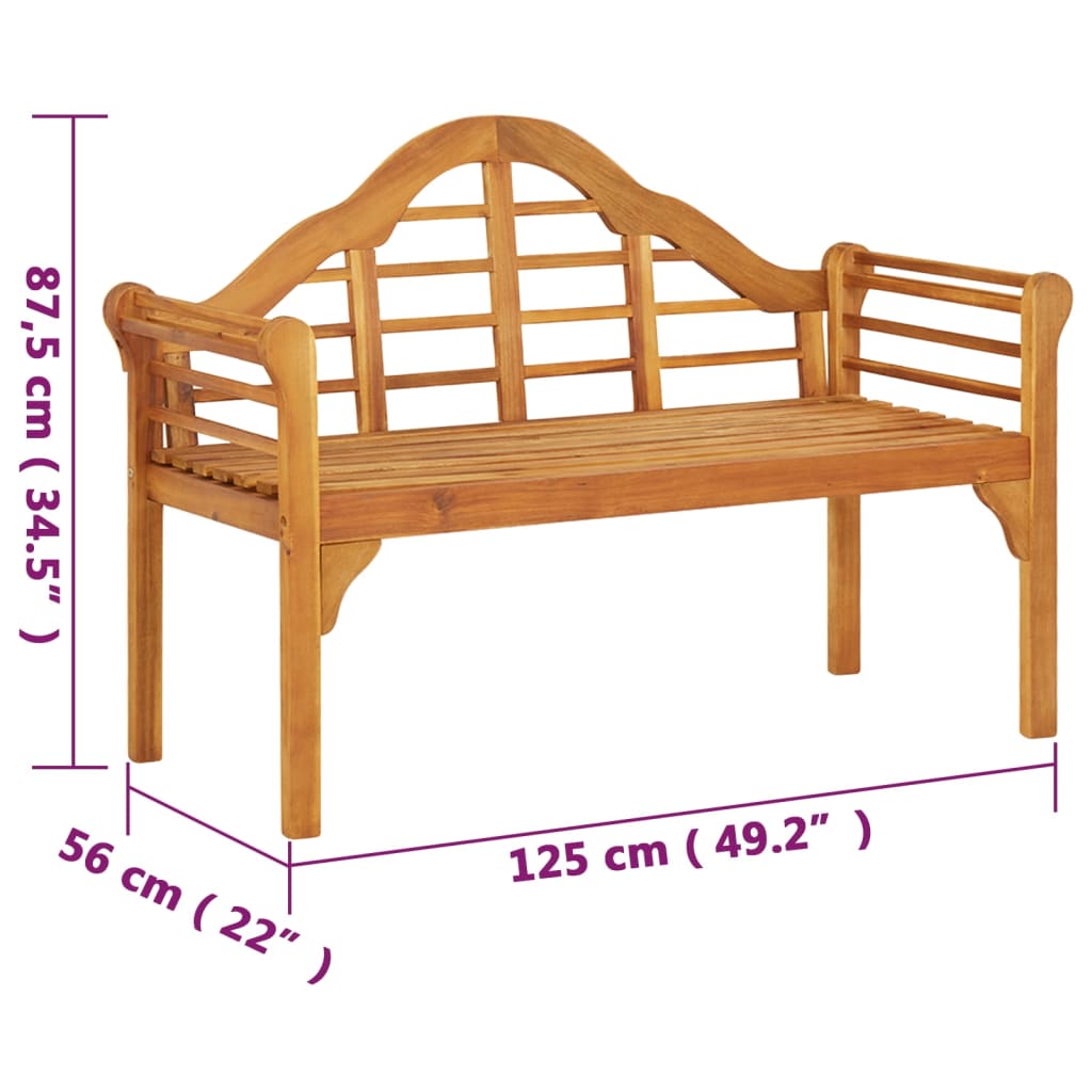 Puutarhapenkki 125 cm täysi akaasiapuu - Sisustajankoti.fi