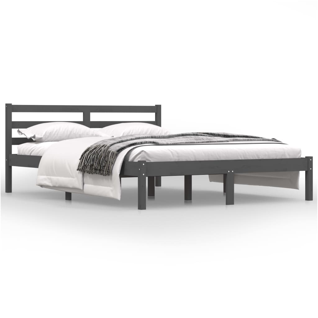 Sängynrunko täysi mänty 120x190 cm harmaa 4FT Small Double - Sisustajankoti.fi