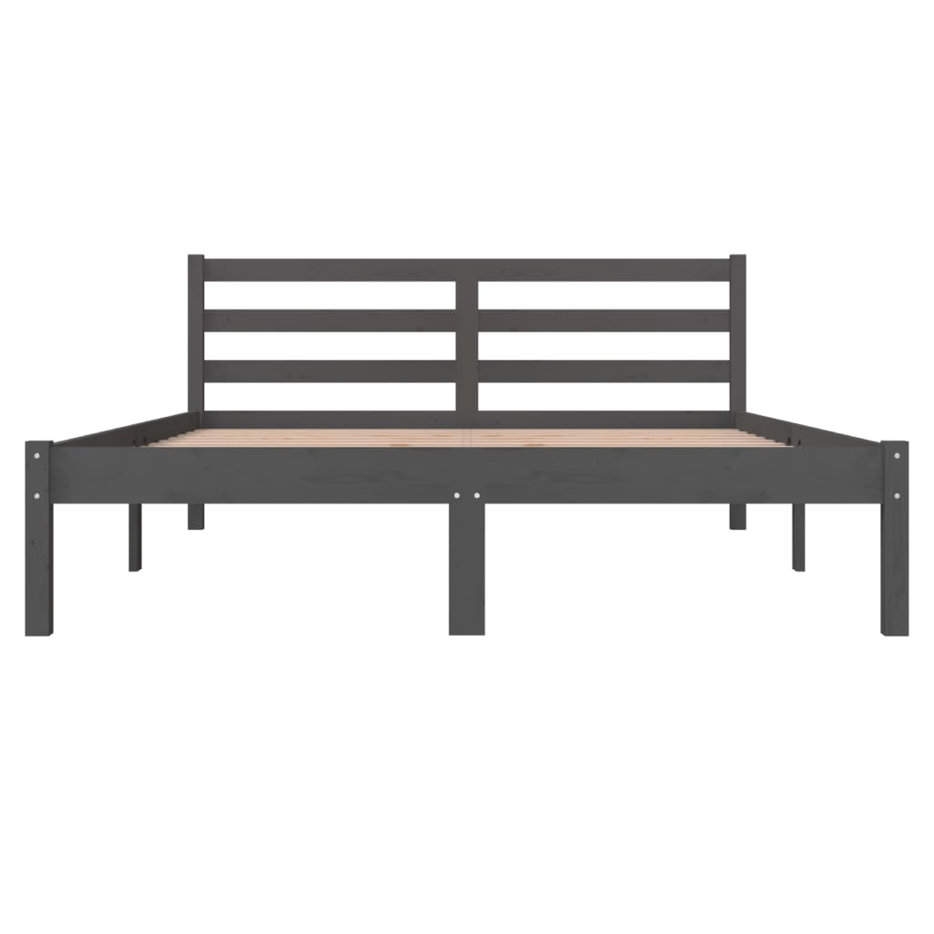 Sängynrunko täysi mänty 135x190 cm harmaa 4FT6 Double - Sisustajankoti.fi