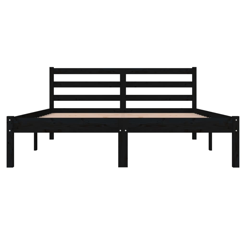 Sängynrunko täysi mänty 135x190 cm musta 4FT6 Double - Sisustajankoti.fi