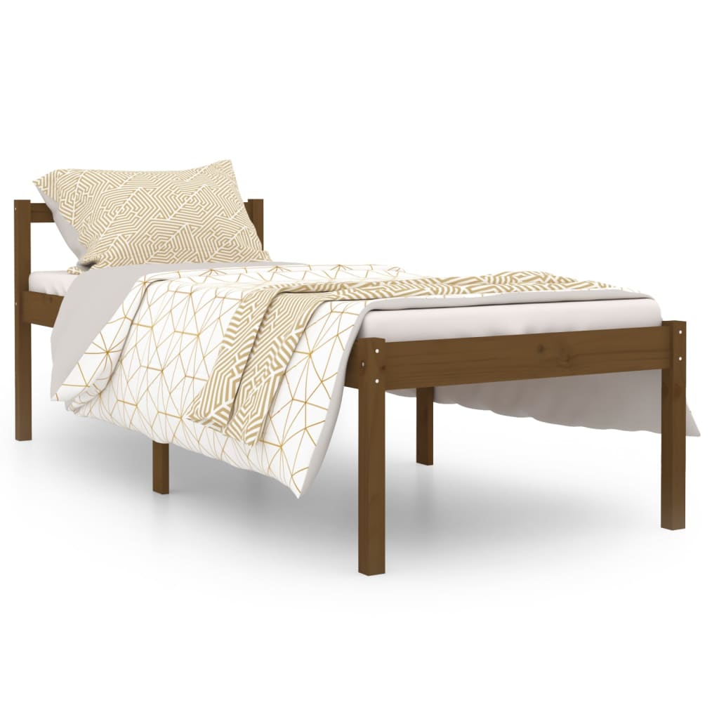 Sängynrunko hunajanruskea täysi puu 75x190 cm 2FT6 Small Single - Sisustajankoti.fi