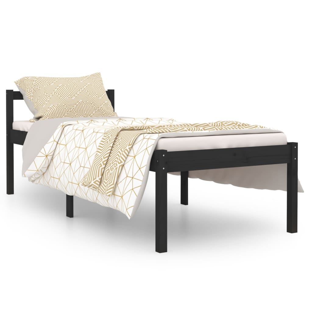 Sängynrunko musta täysi puu 75x190 cm 2FT6 Small Single - Sisustajankoti.fi