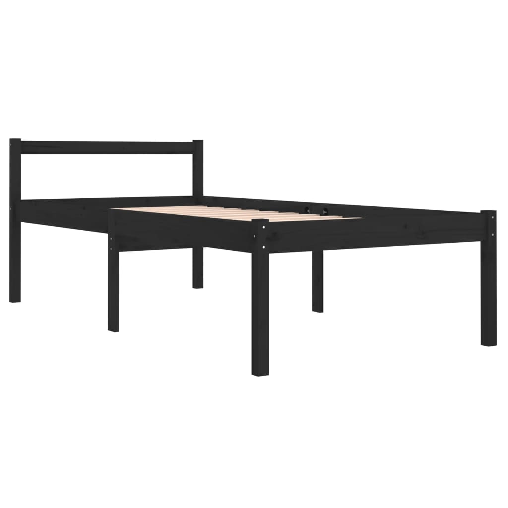 Sängynrunko musta täysi mänty 90x190 cm 3FT Single - Sisustajankoti.fi