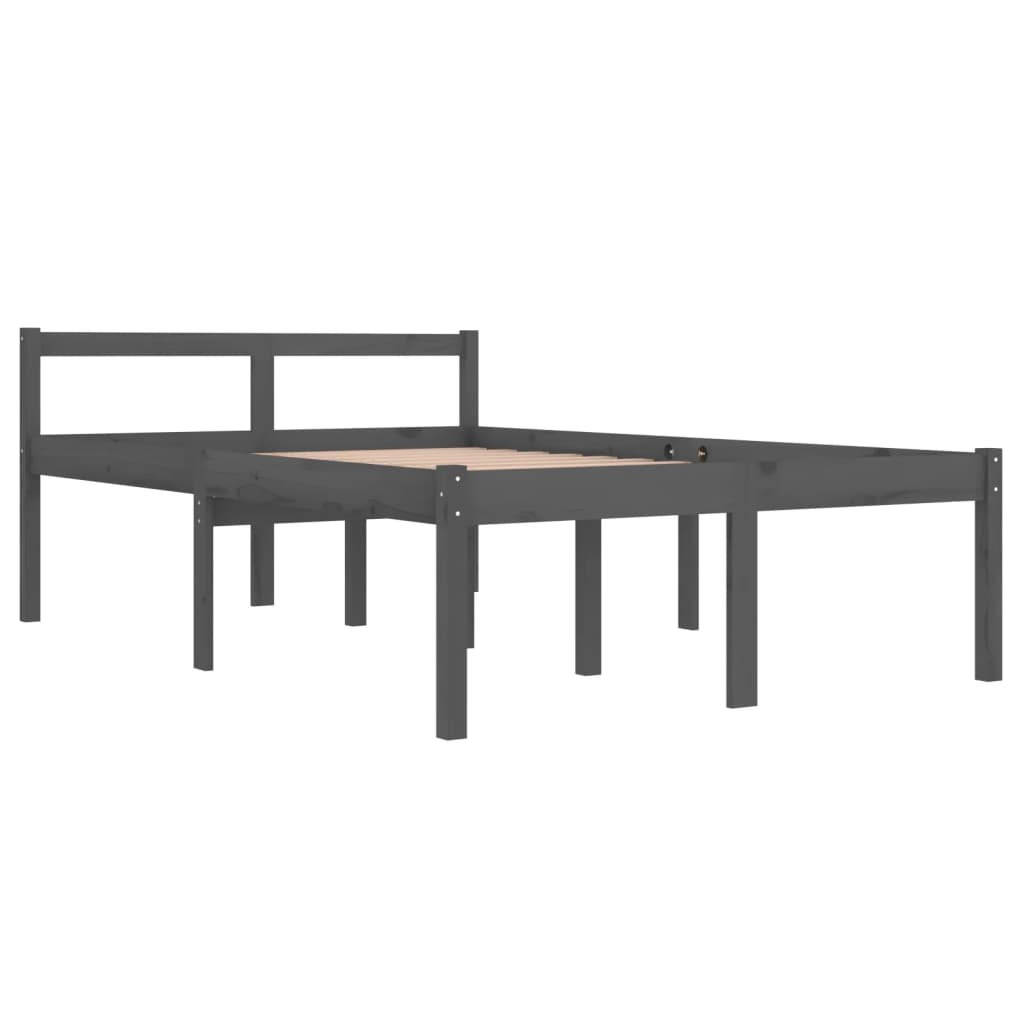 Sängynrunko harmaa täysi puu 120x190 cm 4FT Small Double - Sisustajankoti.fi