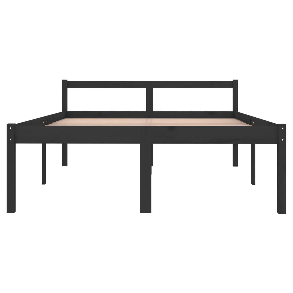 Sängynrunko musta täysi mänty 135x190 cm 4FT6 Double - Sisustajankoti.fi