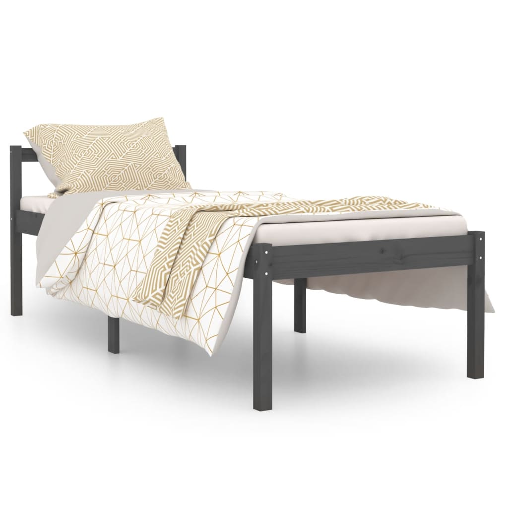 Sängynrunko harmaa täysi mänty 90x200 cm - Sisustajankoti.fi