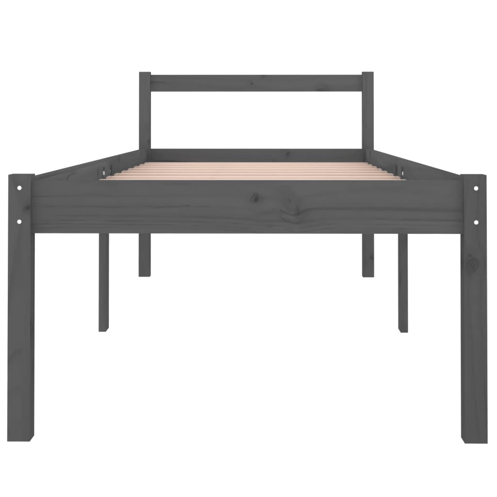 Sängynrunko harmaa täysi mänty 90x200 cm - Sisustajankoti.fi