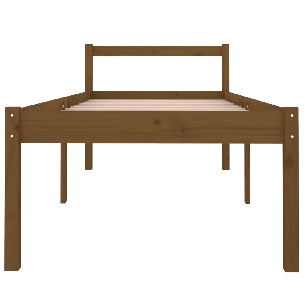 Sängynrunko hunajanruskea täysi mänty 90x200 cm - Sisustajankoti.fi