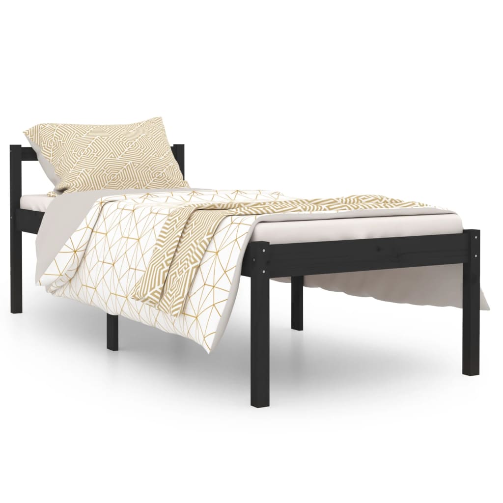 Sängynrunko musta täysi mänty 90x200 cm - Sisustajankoti.fi