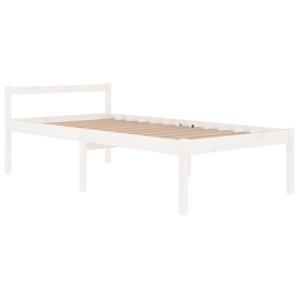 Sängynrunko valkoinen täysi mänty 100x200 cm - Sisustajankoti.fi