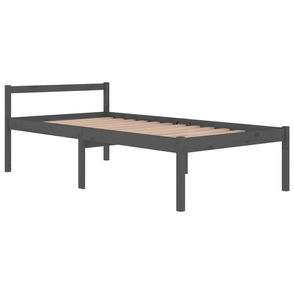 Sängynrunko harmaa täysi mänty 100x200 cm - Sisustajankoti.fi