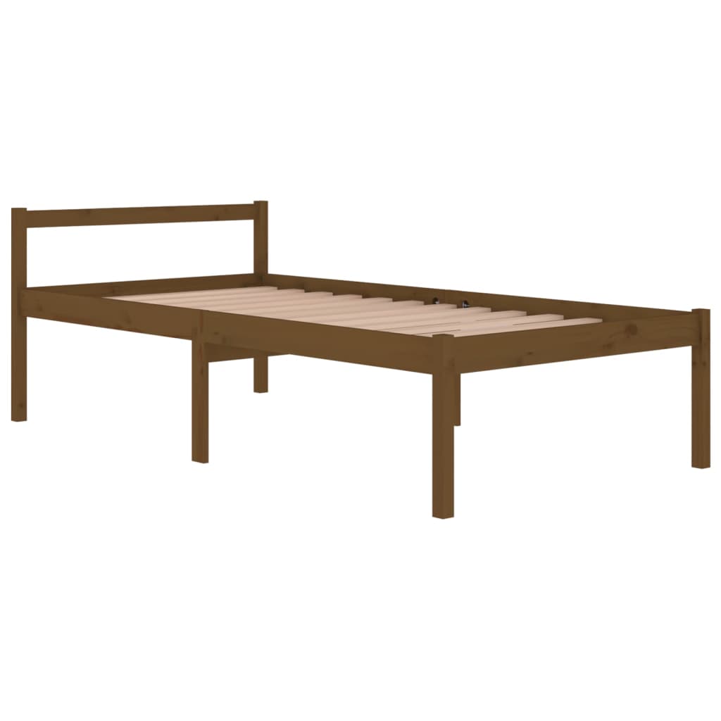 Sängynrunko hunajanruskea täysi mänty 100x200 cm - Sisustajankoti.fi