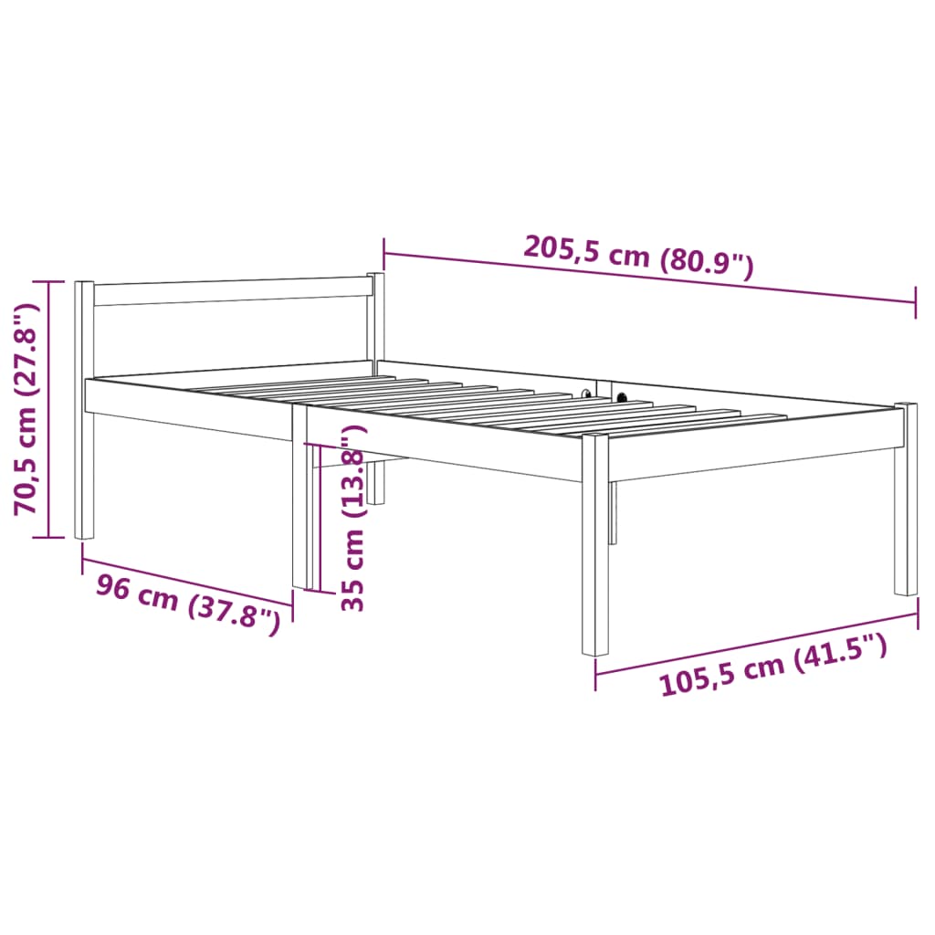 Sängynrunko hunajanruskea täysi mänty 100x200 cm - Sisustajankoti.fi