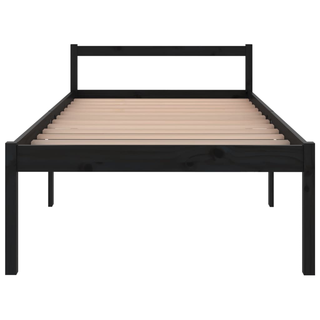 Sängynrunko musta täysi mänty 100x200 cm - Sisustajankoti.fi