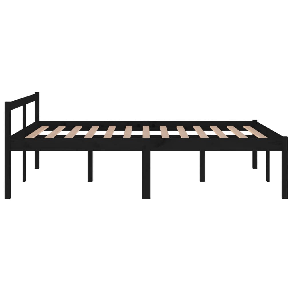 Sängynrunko musta täysi mänty 140x200 cm - Sisustajankoti.fi