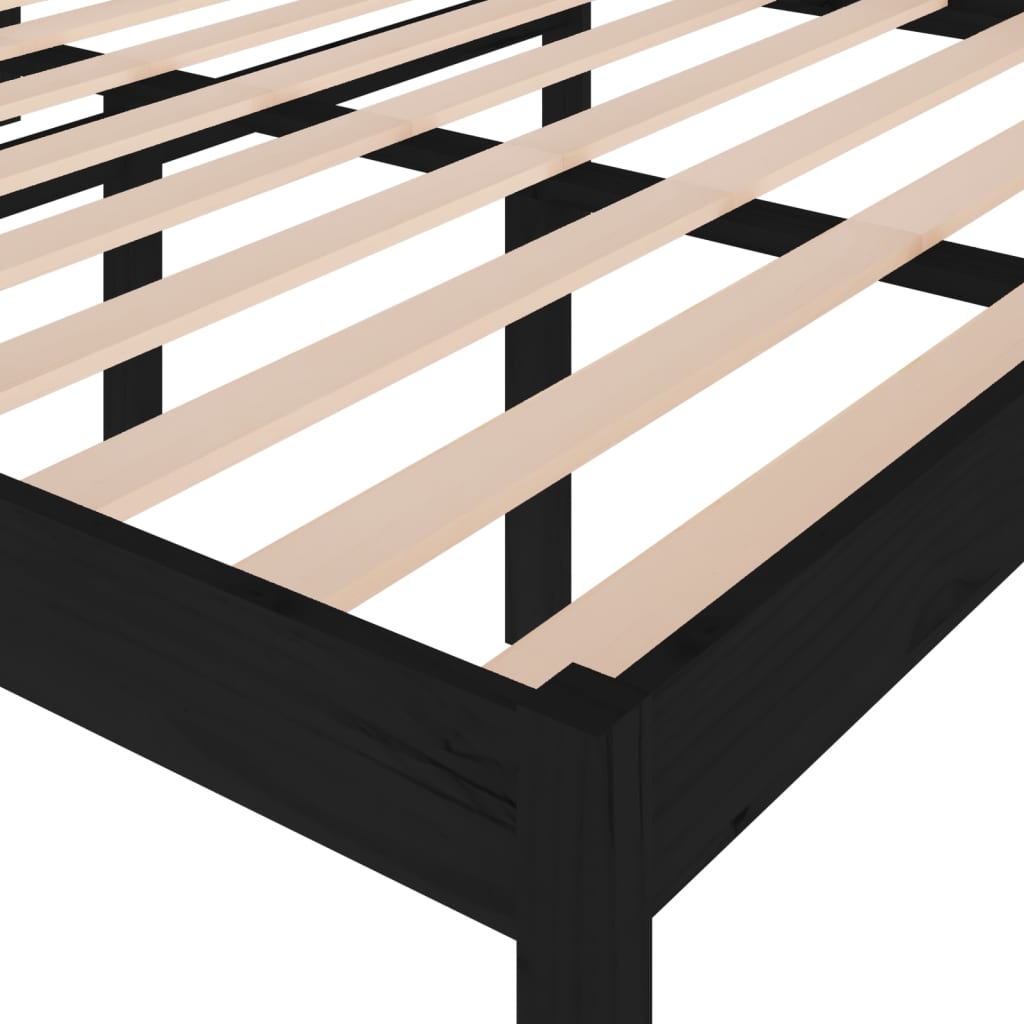 Sängynrunko musta täysi mänty 140x200 cm - Sisustajankoti.fi