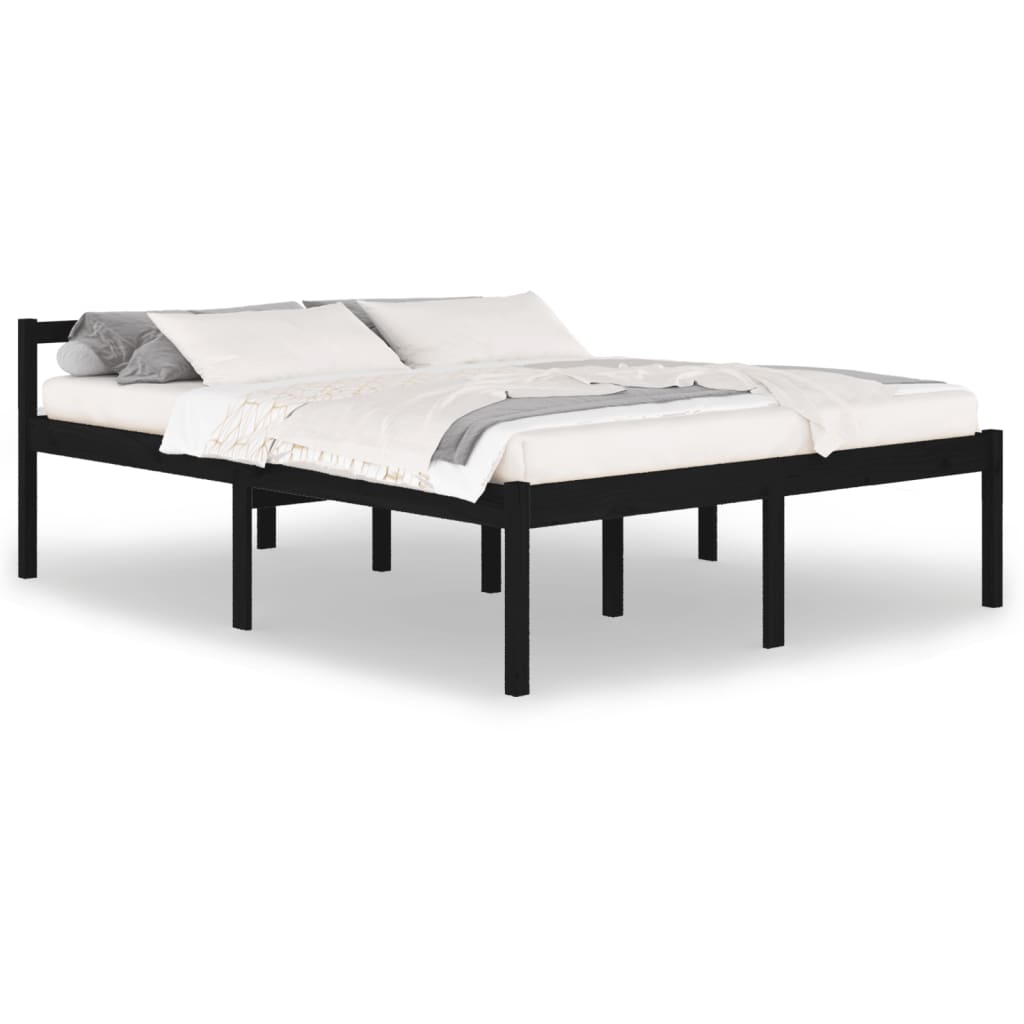 Sängynrunko musta täysi mänty 160x200 cm - Sisustajankoti.fi