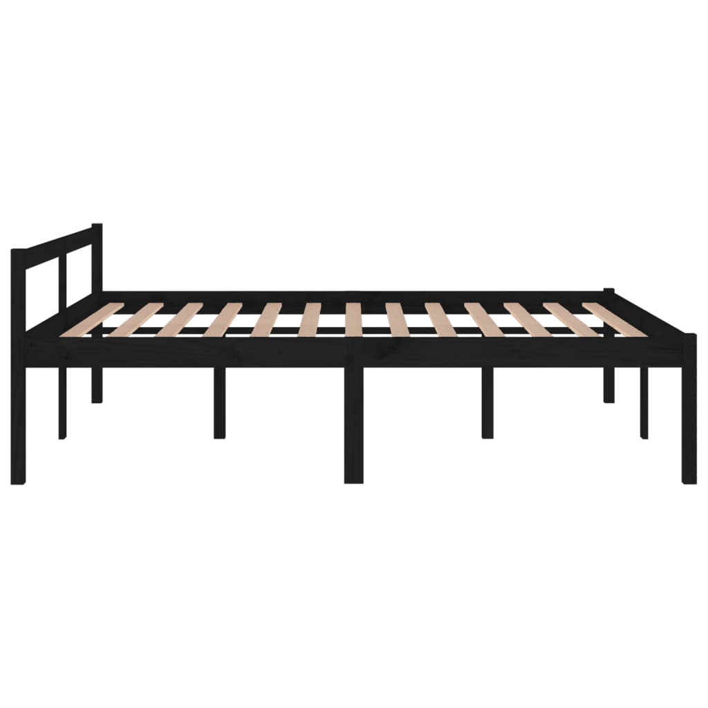 Sängynrunko musta täysi mänty 160x200 cm - Sisustajankoti.fi