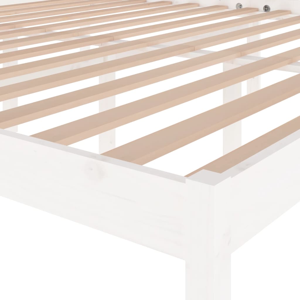 Sängynrunko valkoinen täysi mänty 200 x 200 cm - Sisustajankoti.fi