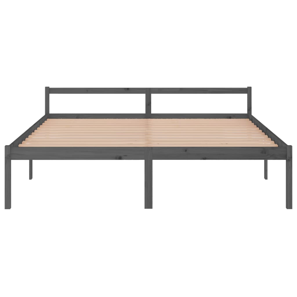 Sängynrunko harmaa täysi mänty 200 x 200 cm - Sisustajankoti.fi