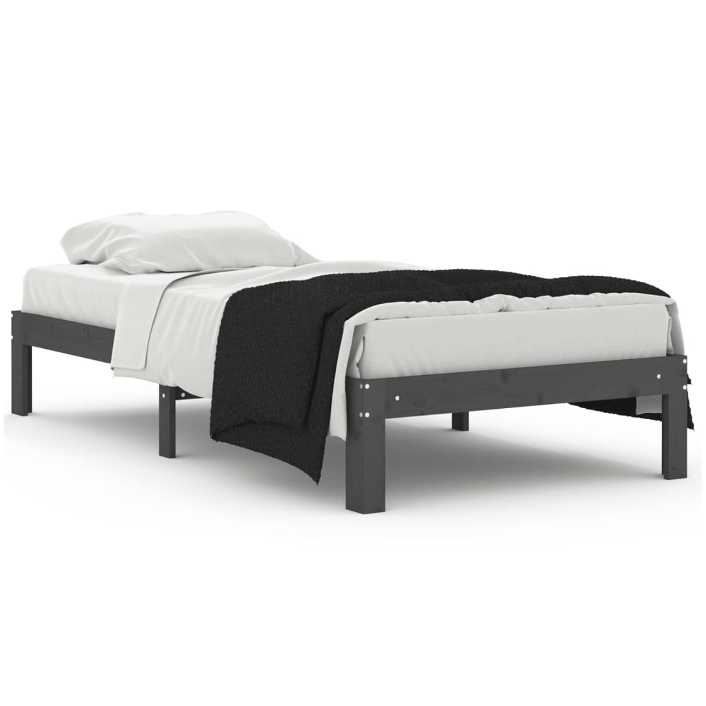 Sängynrunko harmaa täysi puu 90x190 cm 3FT Single - Sisustajankoti.fi