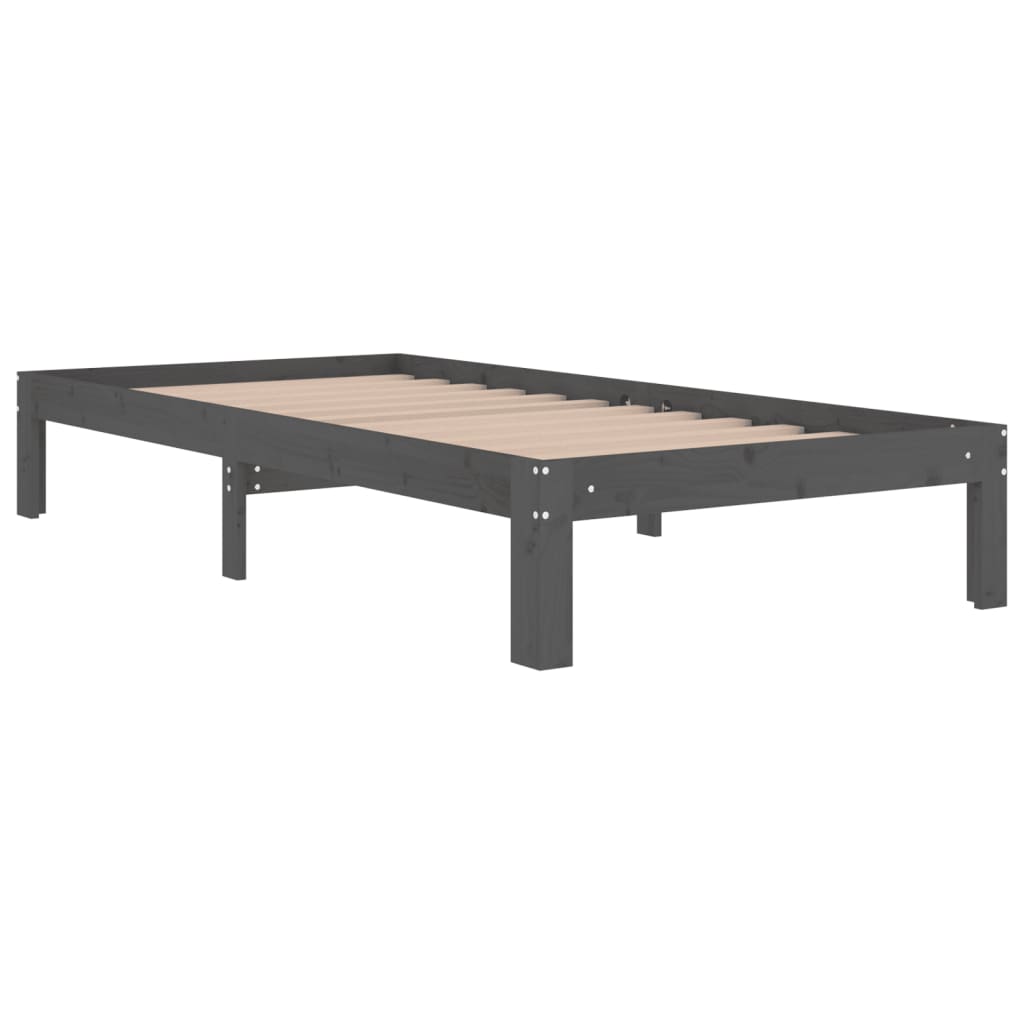 Sängynrunko harmaa täysi puu 90x190 cm 3FT Single - Sisustajankoti.fi