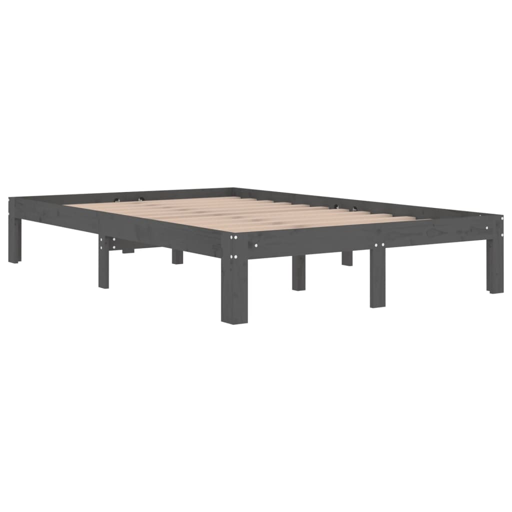 Sängynrunko harmaa täysi puu 120x190 cm 4FT Small Double - Sisustajankoti.fi