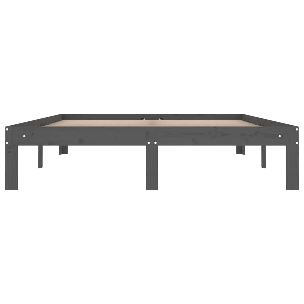 Sängynrunko harmaa täysi puu 135x190 cm 4FT6 Double - Sisustajankoti.fi