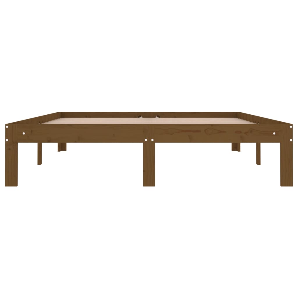 Sängynrunko hunajanruskea täysi puu 135x190 cm 4FT6 Double - Sisustajankoti.fi