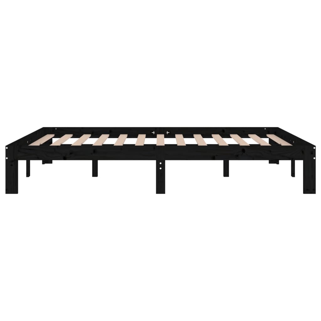 Sängynrunko musta täysi mänty 140x190 cm - Sisustajankoti.fi