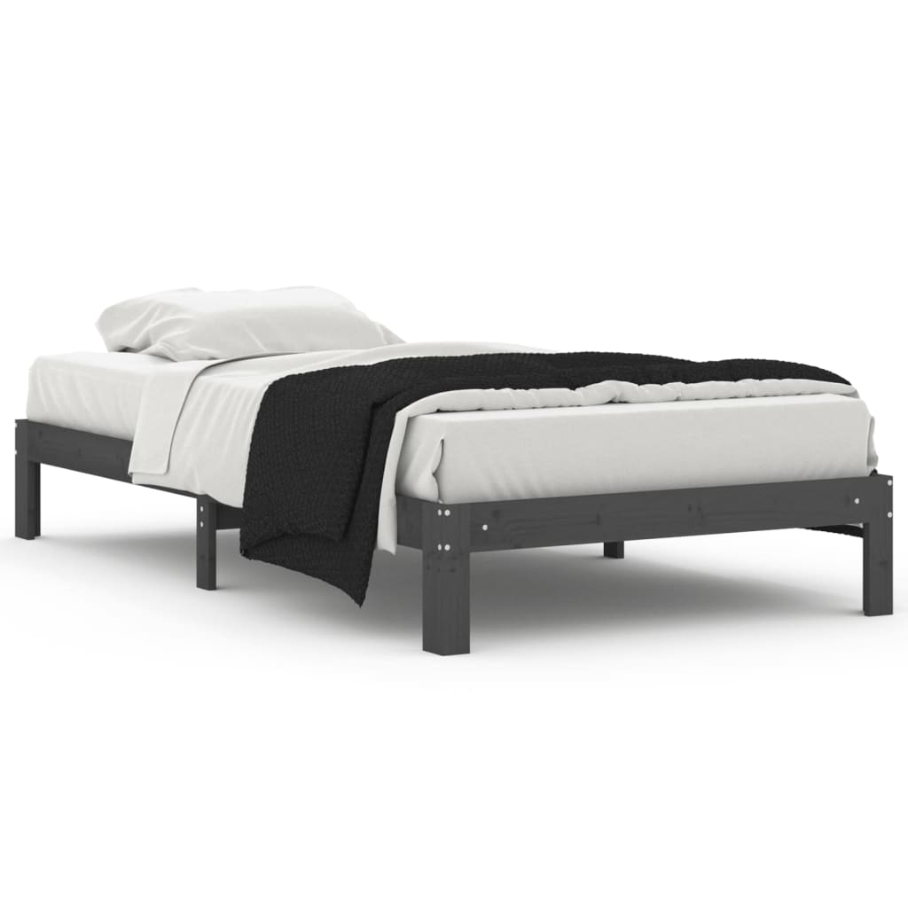 Sängynrunko harmaa täysi mänty 100x200 cm - Sisustajankoti.fi