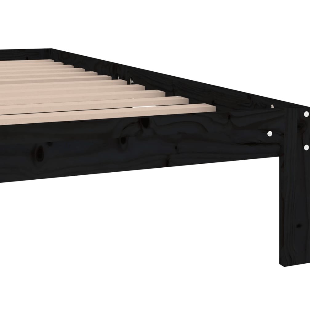 Sängynrunko musta täysi mänty 160x200 cm - Sisustajankoti.fi