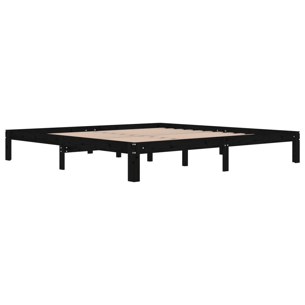 Sängynrunko musta täysi mänty 200 x 200 cm - Sisustajankoti.fi