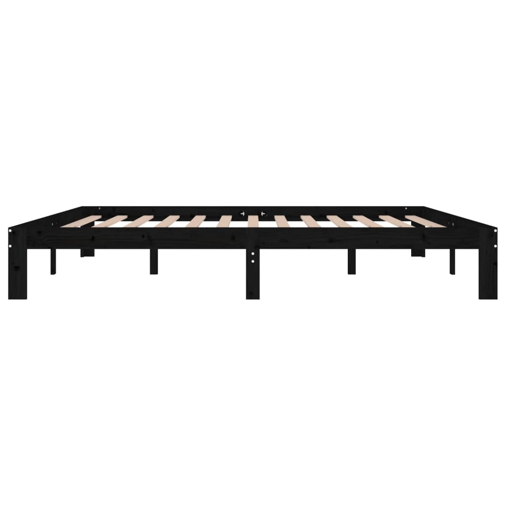 Sängynrunko musta täysi mänty 200 x 200 cm - Sisustajankoti.fi