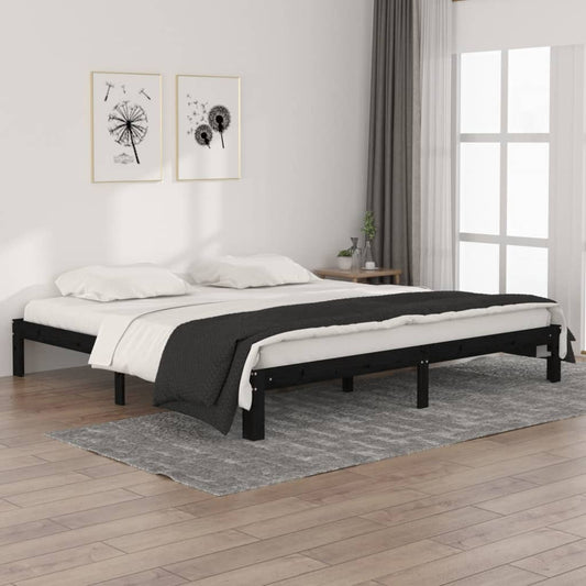 Sängynrunko musta täysi mänty 200 x 200 cm - Sisustajankoti.fi