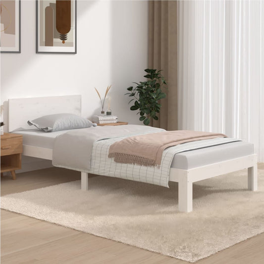 Sängynrunko valkoinen täysi mänty 90x200 cm - Sisustajankoti.fi