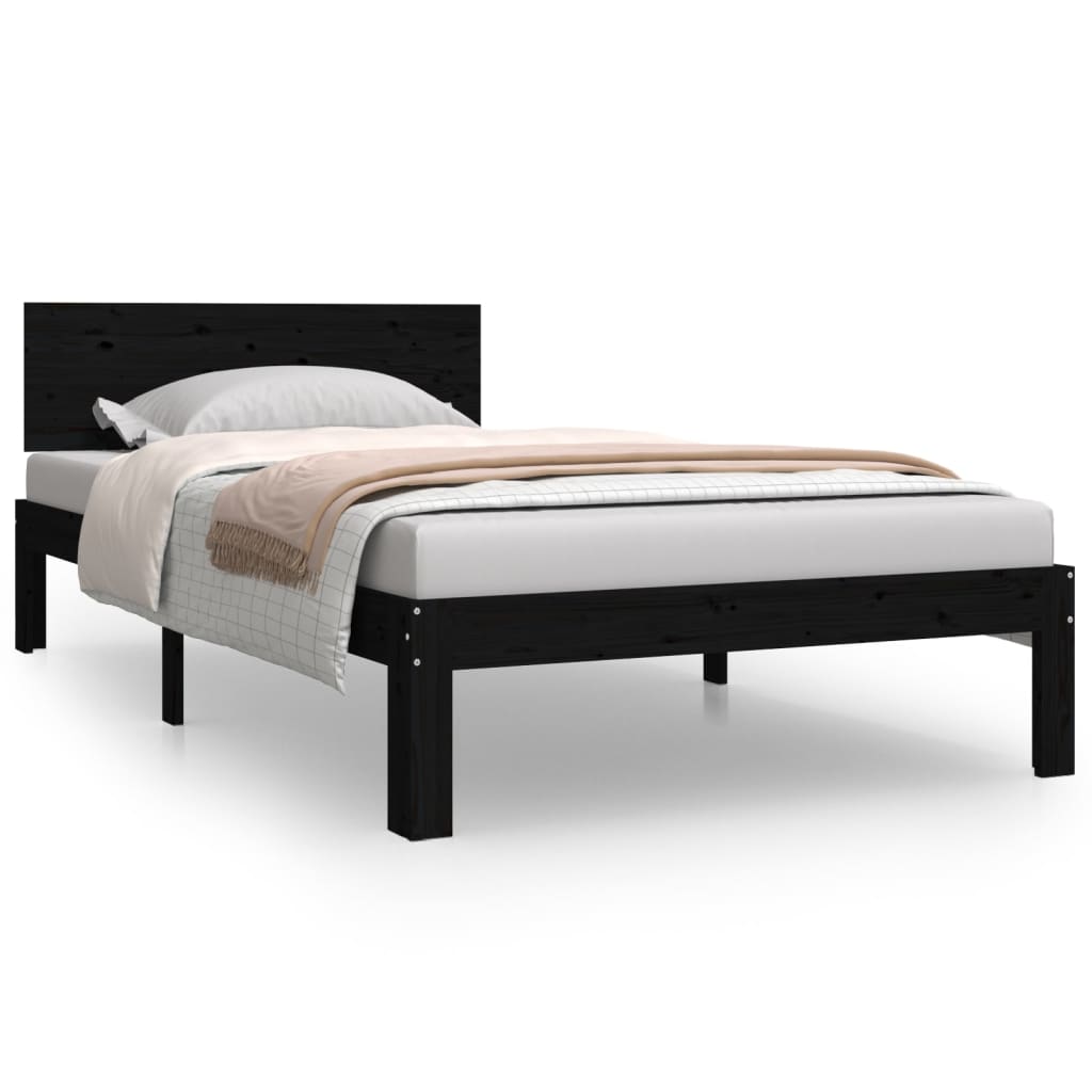 Sängynrunko musta täysi mänty 100x200 cm - Sisustajankoti.fi
