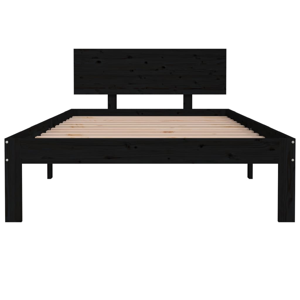 Sängynrunko musta täysi mänty 100x200 cm - Sisustajankoti.fi