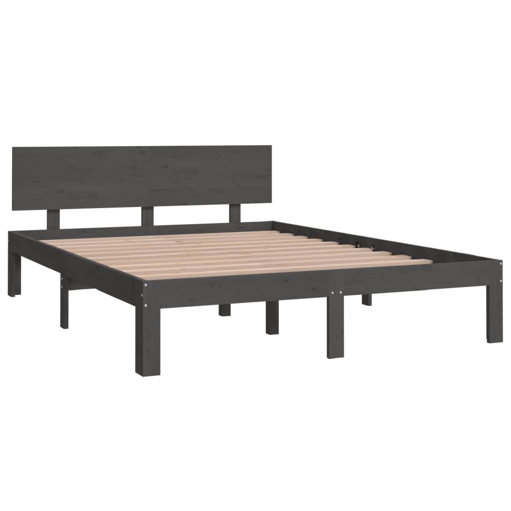 Sängynrunko harmaa täysi puu 150x200 cm 5FT King Size - Sisustajankoti.fi