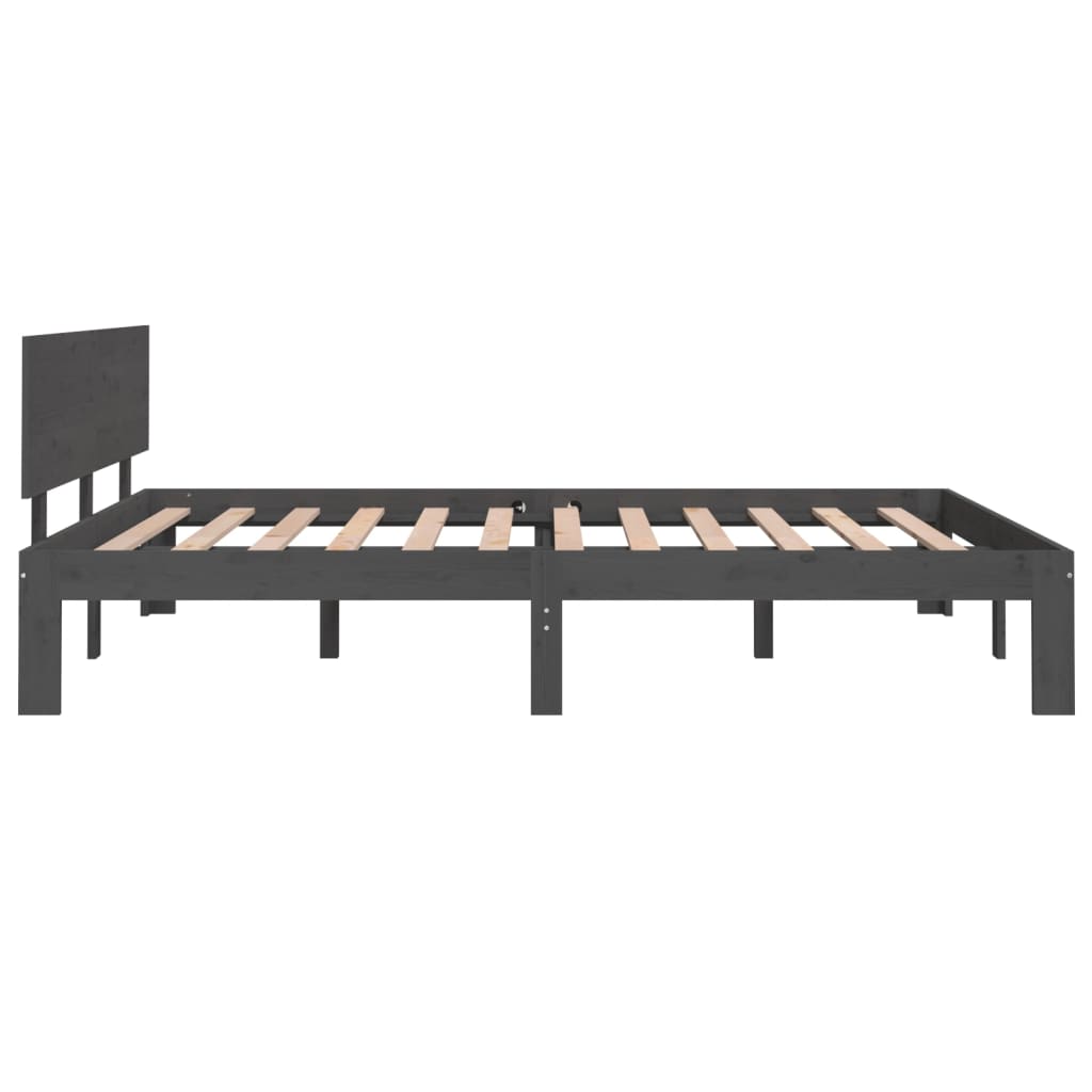 Sängynrunko harmaa täysi puu 150x200 cm 5FT King Size - Sisustajankoti.fi