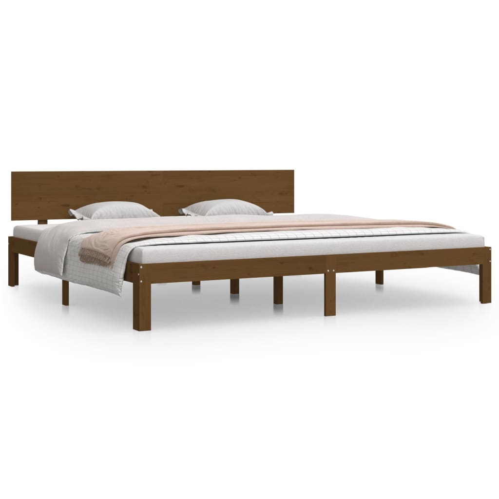 Sängynrunko hunajanruskea täysi mänty 200x200 cm - Sisustajankoti.fi