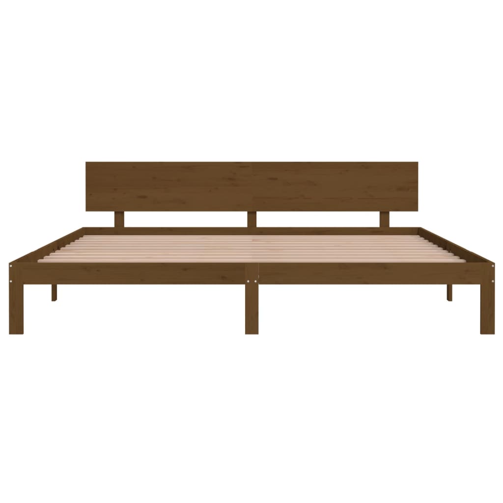 Sängynrunko hunajanruskea täysi mänty 200x200 cm - Sisustajankoti.fi