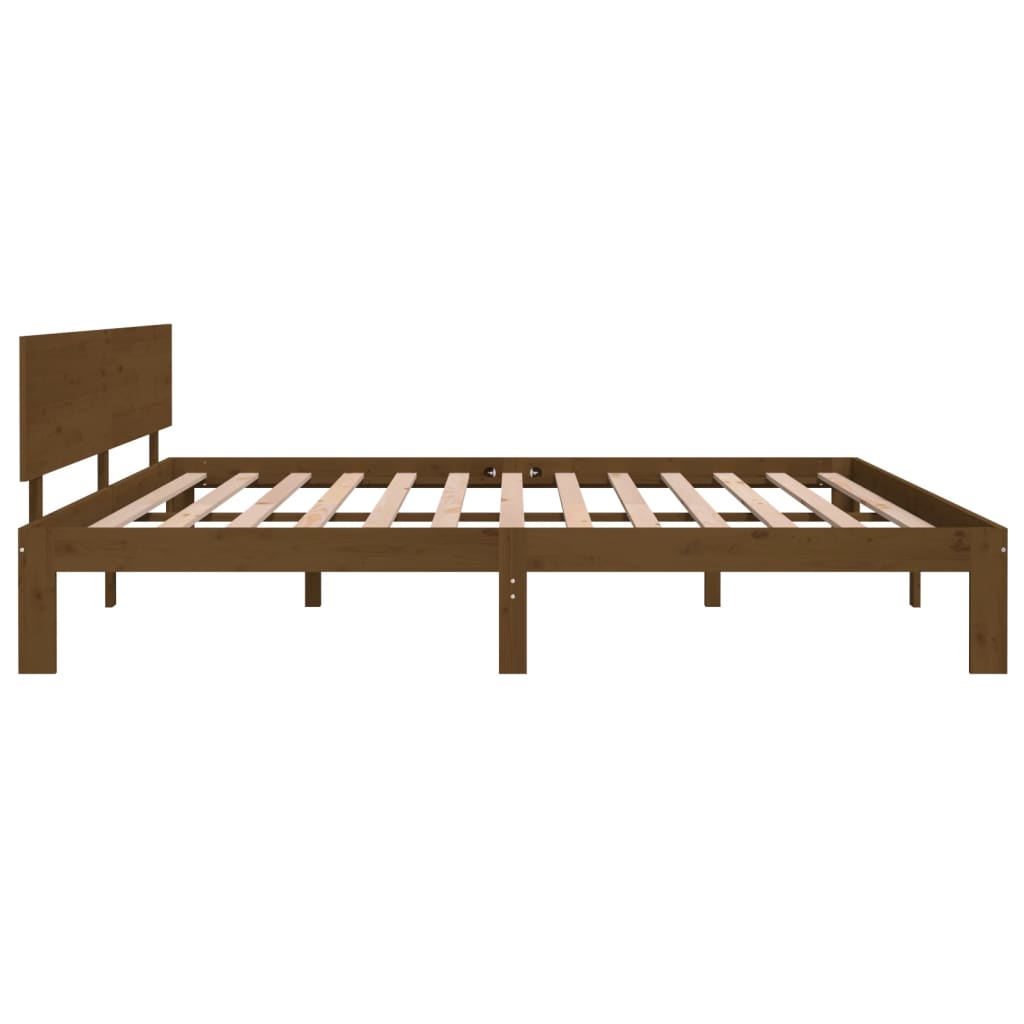 Sängynrunko hunajanruskea täysi mänty 200x200 cm - Sisustajankoti.fi