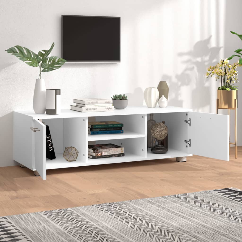 TV-taso valkoinen 110x40x35 cm tekninen puu - Sisustajankoti.fi
