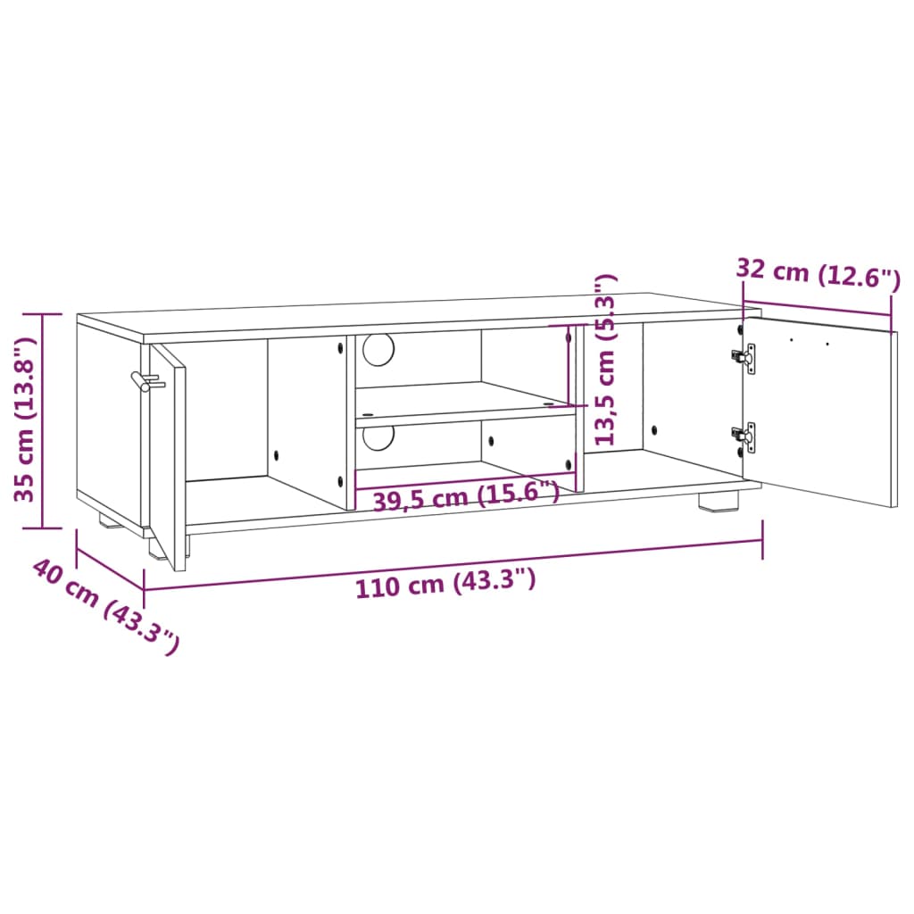 TV-taso musta 110x40x35 cm tekninen puu - Sisustajankoti.fi